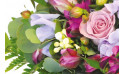 Zoom 1 image d' Eclat, bouquet rond rose & mauve - Entrefleuristes
