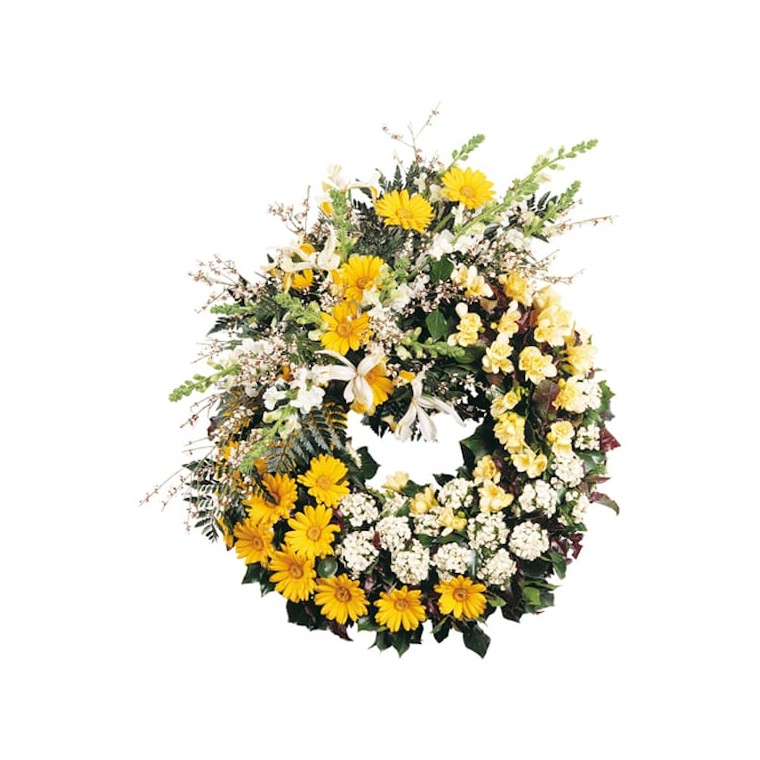 Couronne fleurs deuil, Lumière Eternelle  | Entrefleuristes
