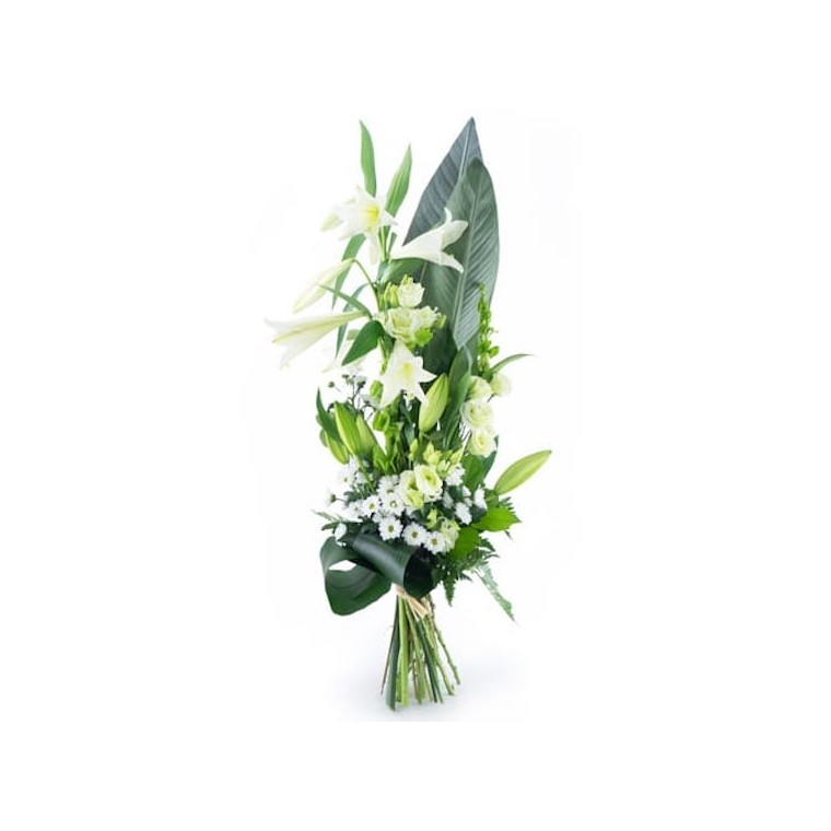 Image du bouquet de deuil dans les tons blancs du nom de Condoléances | Entrefleuristes