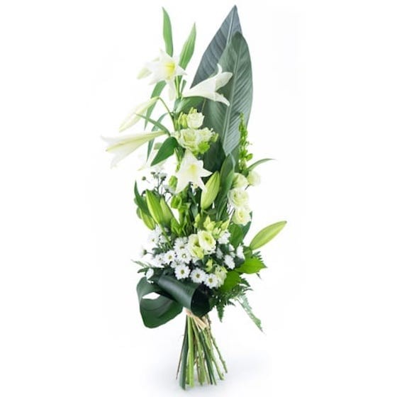 Image du bouquet de deuil dans les tons blancs du nom de Condoléances | Entrefleuristes