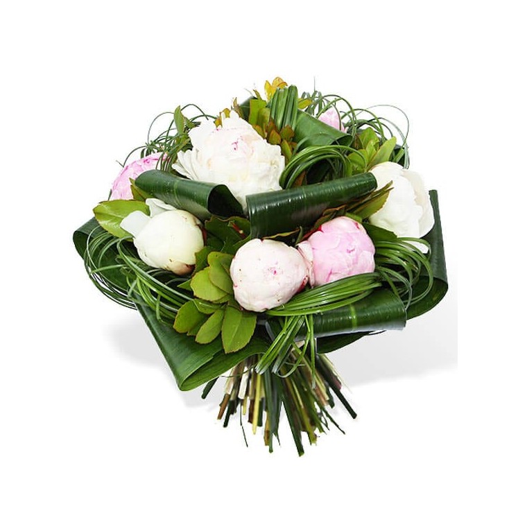 Bouquet de pivoines blanches & rose - livraison de fleurs en 4h -  EntreFleuristes