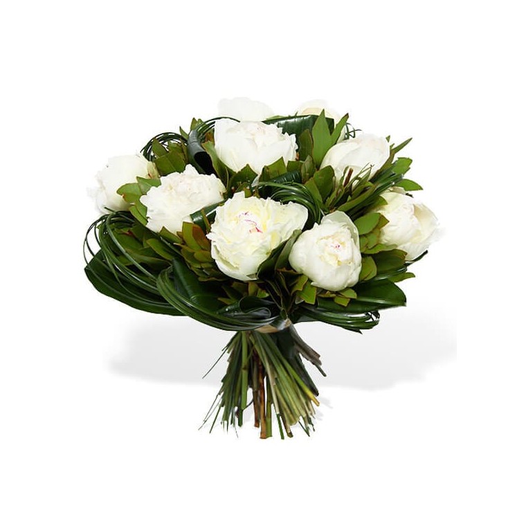 image du Bouquet Rond de Pivoines Blanches | Entrefleuristes