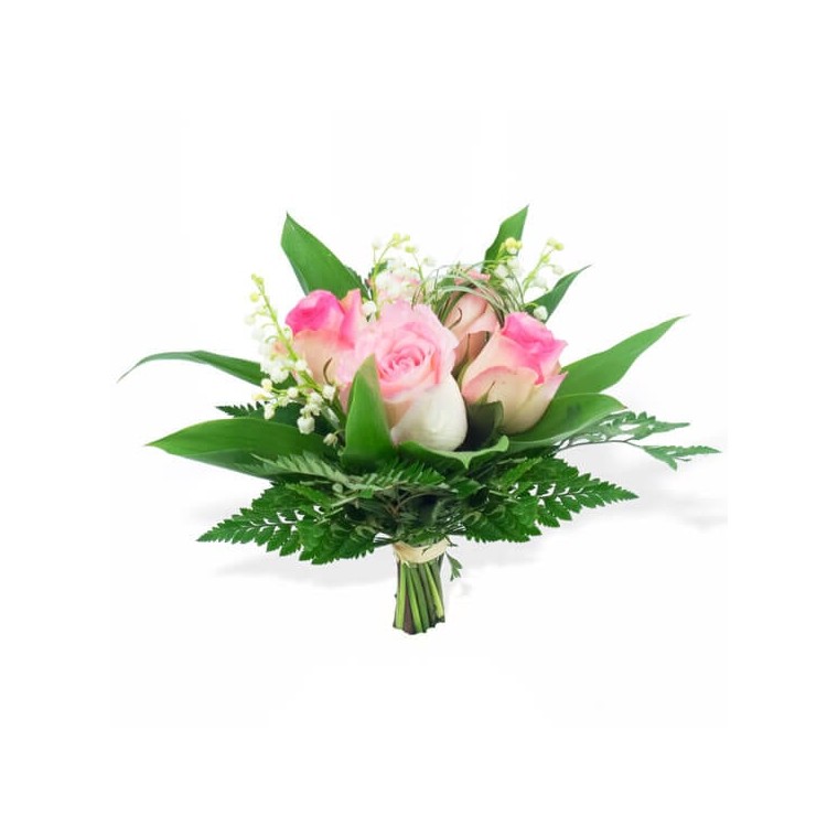 Image de Muguet & Roses Rose en bouquet - Entrefleuristes
