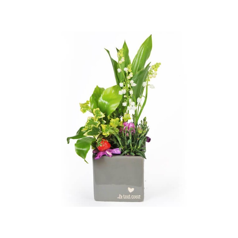 Image de Muguet Plaisir, composition de plantes - Entrefleuristes