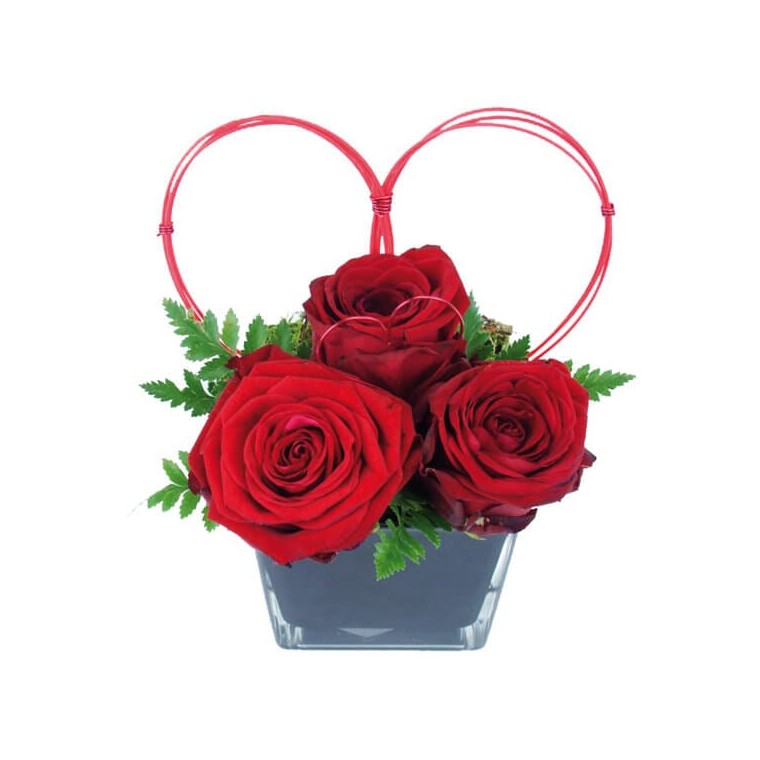  image de la Composition de roses rouges Cupidon | Entrefleuristes