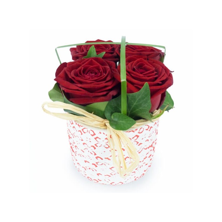  image de la Composition de roses rouges Pot d'Amour | Entrefleuristes