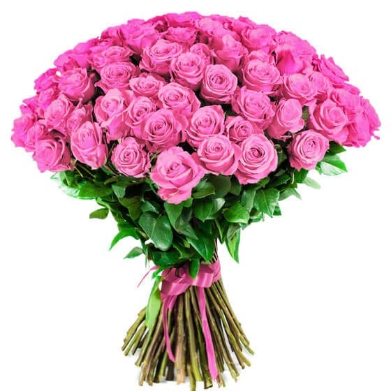 Roses roses longues tiges - Livraison de fleurs à domicile en 4h -  EntreFleuristes