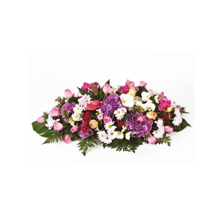 Image de Memory, composition florale de deuil rose- Entrefleuristes