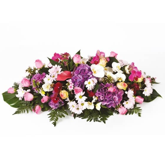 Image de Memory, composition florale de deuil rose- Entrefleuristes