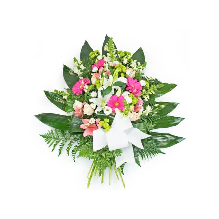 image de la gerbe de fleurs dans les tons rose & blanc | Entrefleuristes