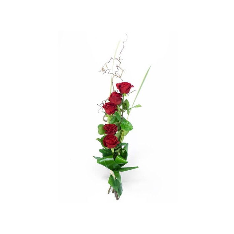 Image Maïa, Bouquet linéaire de roses rouges | Entrefleuristes