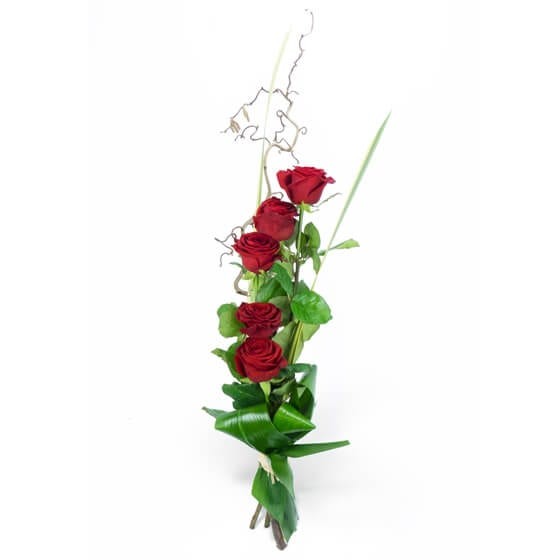 Image Maïa, Bouquet linéaire de roses rouges | Entrefleuristes