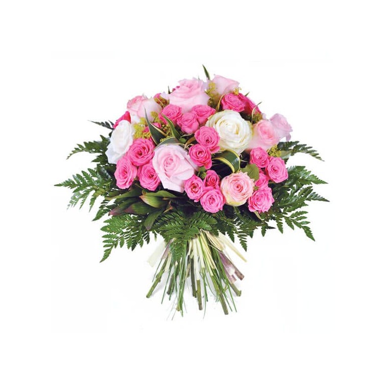  image du bouquet de roses roses pompadour | Entrefleuristes