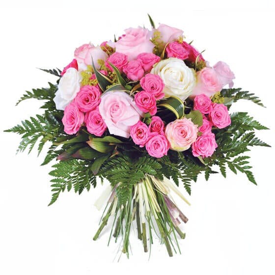  image du bouquet de roses roses pompadour | Entrefleuristes