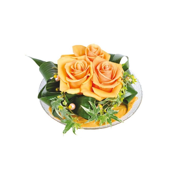  Image de la composition de roses oranges Ocre | Entrefleuristes