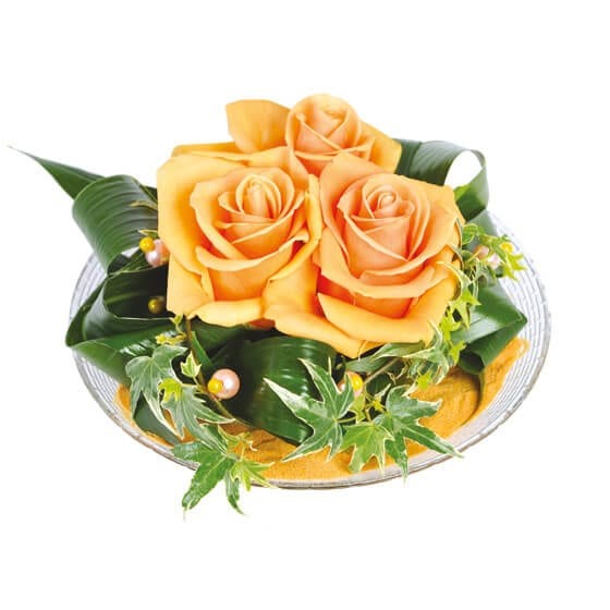  Image de la composition de roses oranges Ocre | Entrefleuristes