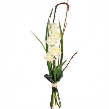 Image de Colombe, bouquet de roses blanches- Entrefleuristes