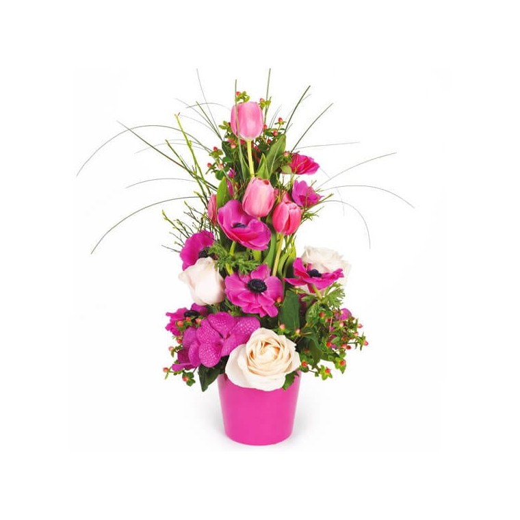 Image d' Impérial, composition de fleurs rose - Entrefleuristes