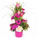Image d' Impérial, composition de fleurs rose - Entrefleuristes