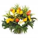 Image du bouquet de fleurs tons jaune et orange Fleurs d'orangé | Entrefleuristes