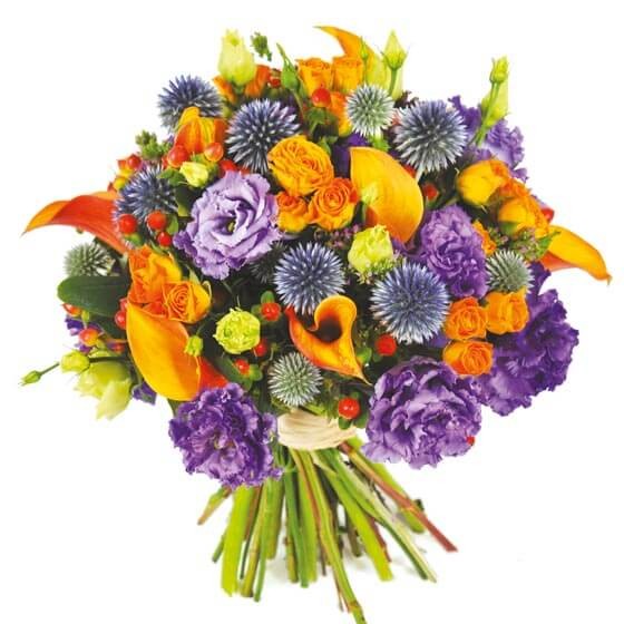 image du bouquet de fleurs mauve et orange Luberon | Entrefleuristes