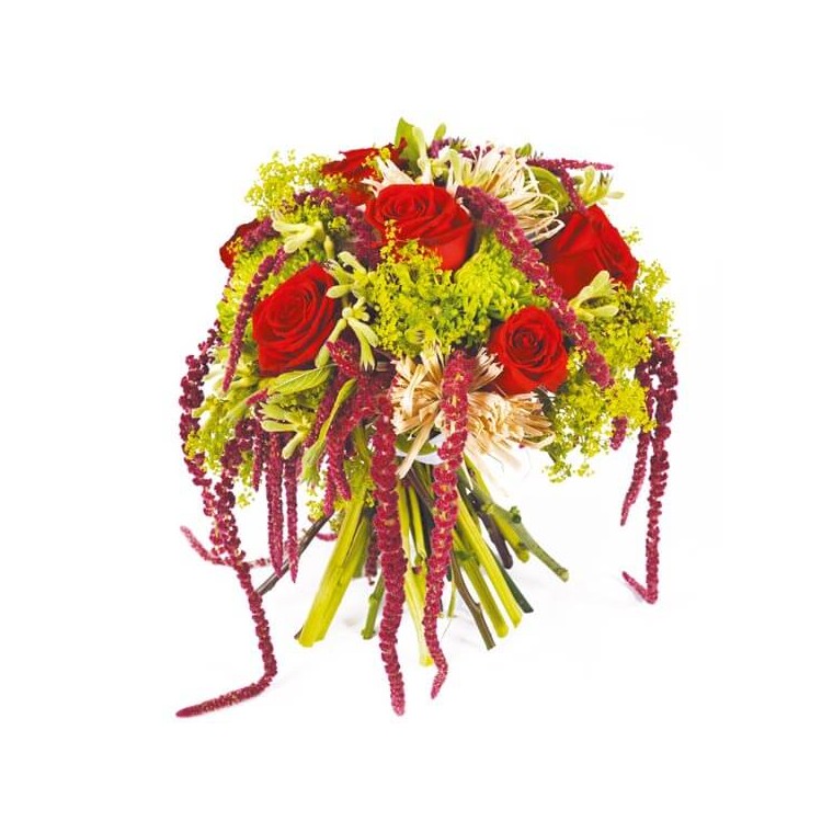 image du bouquet de roses rouge et amarante Révélation | Entrefleuristes