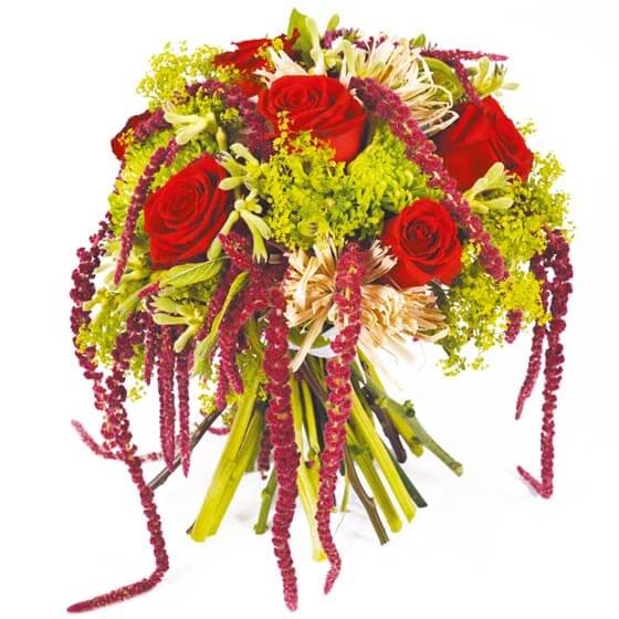 image du bouquet de roses rouge et amarante Révélation | Entrefleuristes