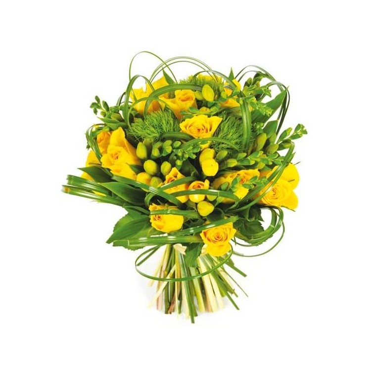 Image du bouquet de fleurs Vert tige dans les tons jaune et vert | Entrefleuristes