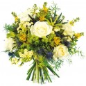 Image du bouquet rond de fleurs blanche et jaune | Entrefleuristes