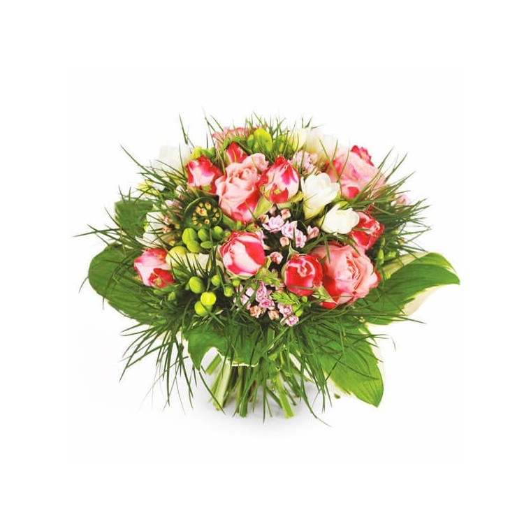 Image du bouquet de fleurs rond Caresse | Entrefleuristes