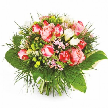 Image du bouquet de fleurs rond Caresse | Entrefleuristes