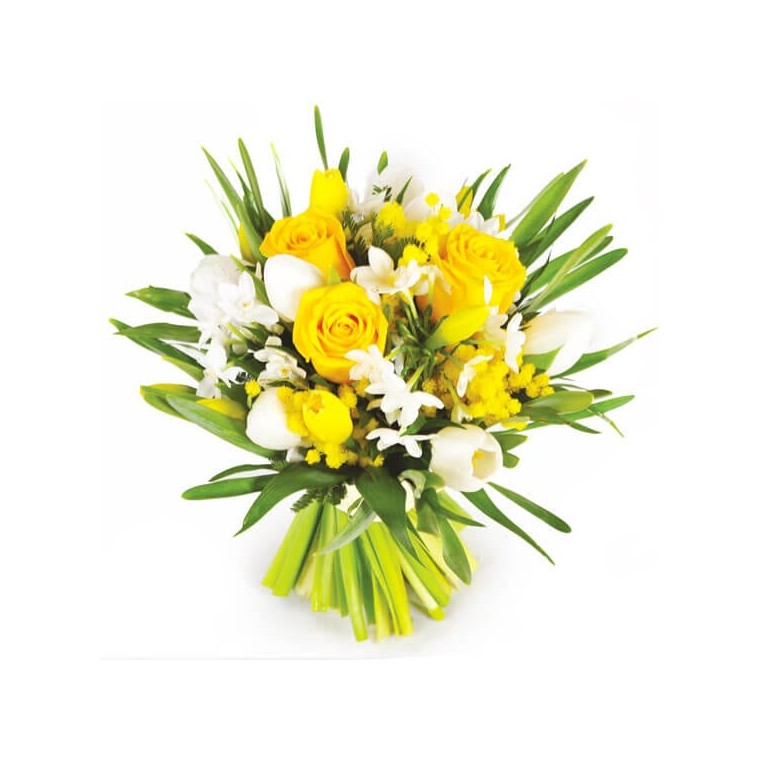 Image Boucle d'Or, Bouquet jaune et blanc | Entrefleuristes