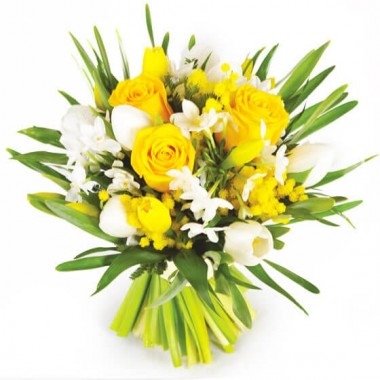 Image Boucle d'Or, Bouquet jaune et blanc | Entrefleuristes