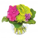 Image Boudoir, Bouquet rond fuchsia et vert - Entrefleuristes