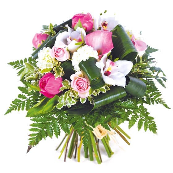 Bouquet de fleurs blanc et rose - livraison fleurs à domicile en 4h -  EntreFleuristes