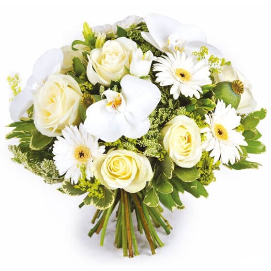 Rêve Blanc, Bouquet rond blanc & pastel - Livraison fleurs à domicile -  EntreFleuristes