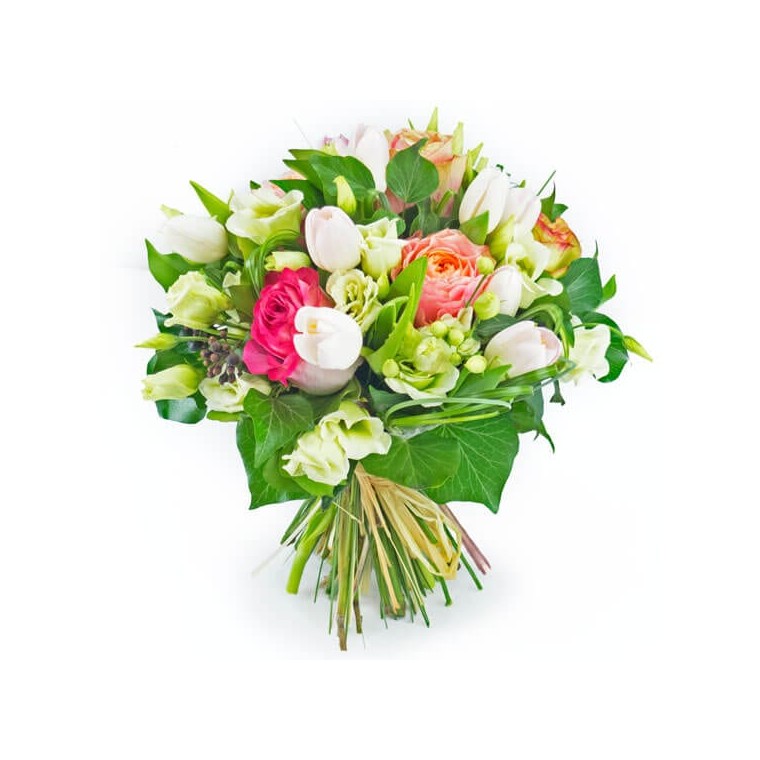  Image du bouquet de fleurs boucle rose | Entrefleuristes