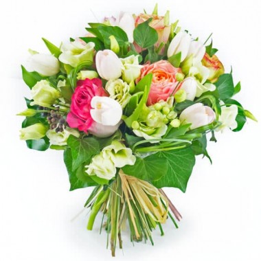  Image du bouquet de fleurs boucle rose | Entrefleuristes