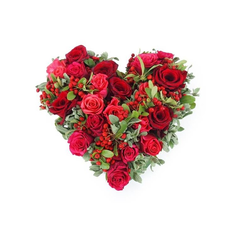 Tirana, coeur de roses rouges, fuchsia. Livraison de fleurs en 4h -  EntreFleuristes