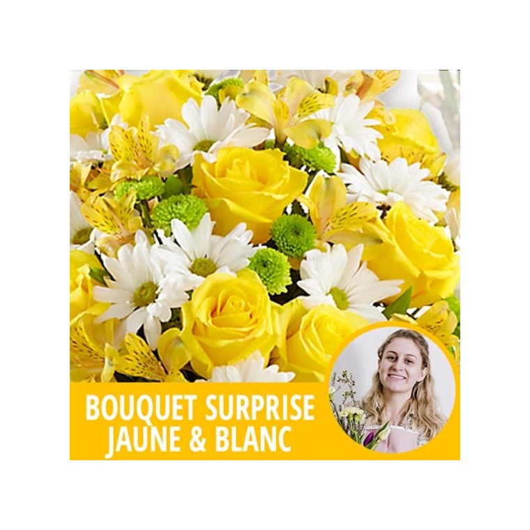 Image du Bouquet Surprise du fleuriste Jaune & Blanc - Entrefleuristes