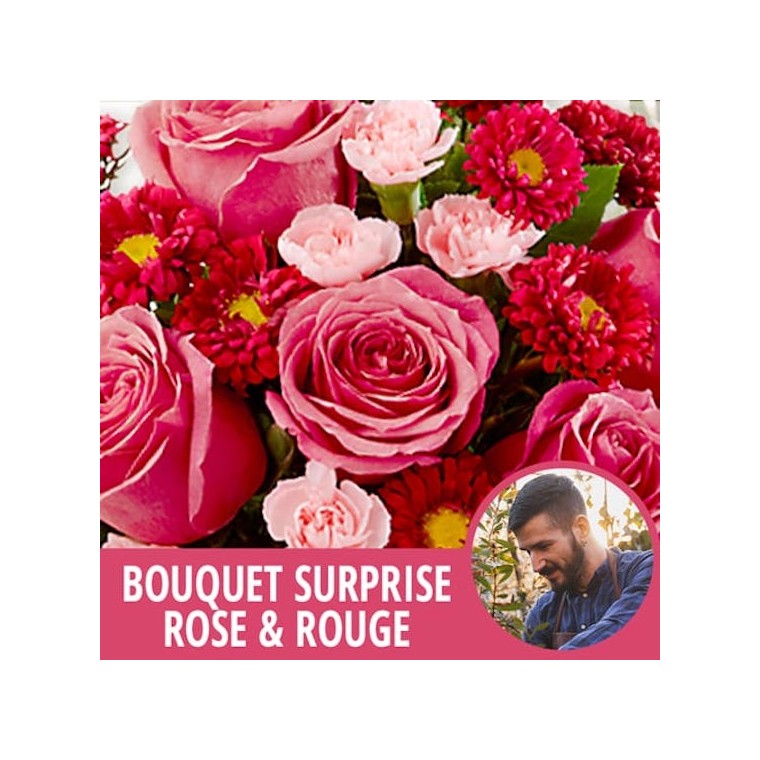 image du Bouquet Surprise du fleuriste tons roses et rouges | Entrefleuristes