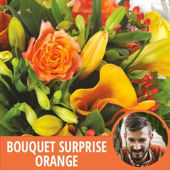 image du Bouquet du fleuriste tons oranges | Entrefleuristes