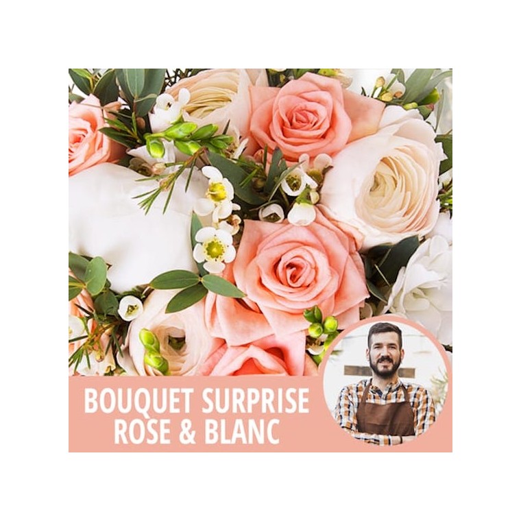 image du Bouquet du fleuriste tons roses et blanc | Entrefleuristes