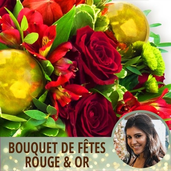 image du Bouquet du fleuriste de Noël tons rouge et or | Entrefleuristes