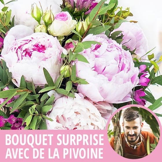 Bouquet du fleuriste avec des Pivoines - Entrefleuristes Bouquet du fleuriste avec des Pivoines - Entrefleuristes
