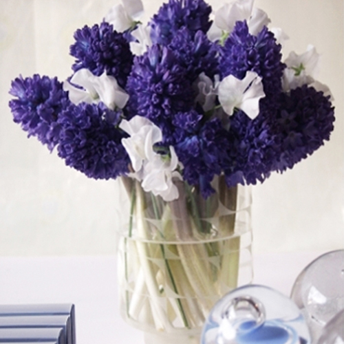 livrer bouquet fleurs  parfumées rond jacinthes bleues