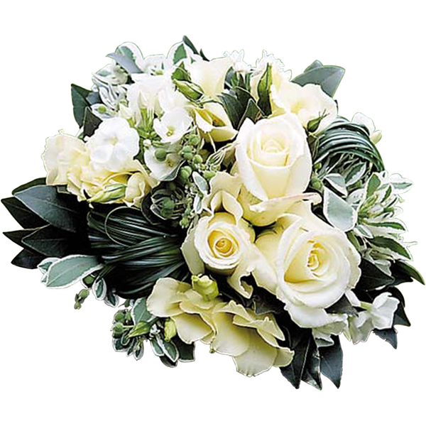 Chérie Bouquet Rond Deuil Dun Blanc Très Pur Avec Roses