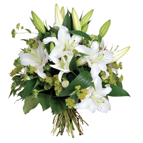 livraison bouquet blanc composé de lys pour décés