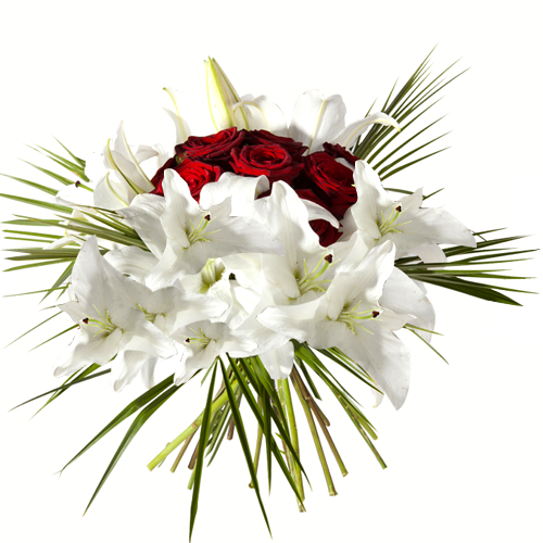 Nid Damour Bouquet Rond Pour Deuil Dans Les Tons Rouge Et