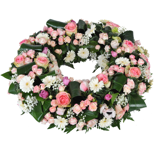 Infinie Tendresse: couronne de fleurs pastel de qualité pour deuil